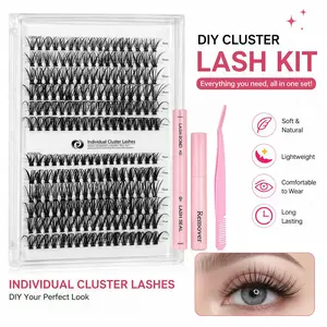 Mixed Length Individual False Eyelashes Kit, DIY Eyelash Extensions, Natural-Looking Eyelash Extensions with Accessories, Self-Grafting Curling Lashes for Women, Makeup Products Flawless Cosmetic Cosmetic