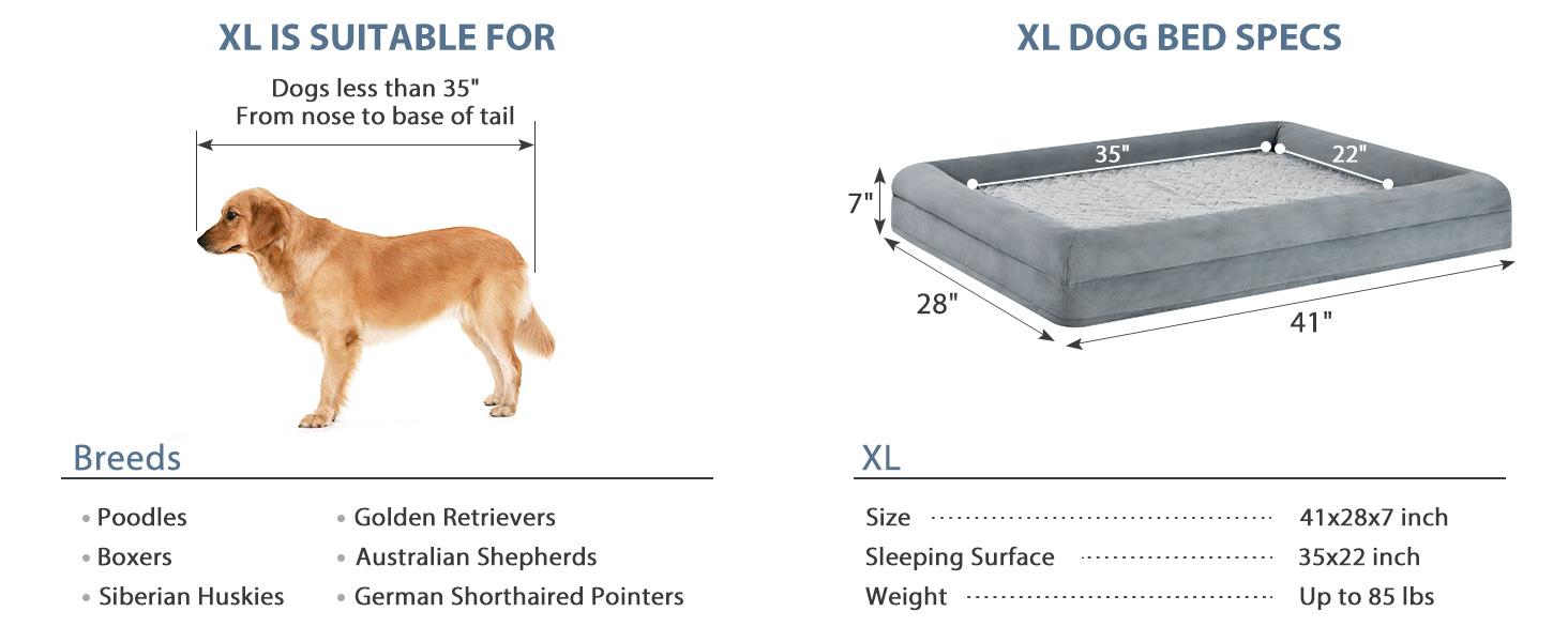 Large Orthopedic Dog Bed - Snap-On Modern Plain Design, Egg Sponge Egg-Crate Pressure Relief, Washable Couch with Removable Waterproof Velvet Cover, Skin-Friendly Bolster-Sides for Joint Relief & Comfortable Private Space, Puppy Bed, 45 X 35 X 7 Inches