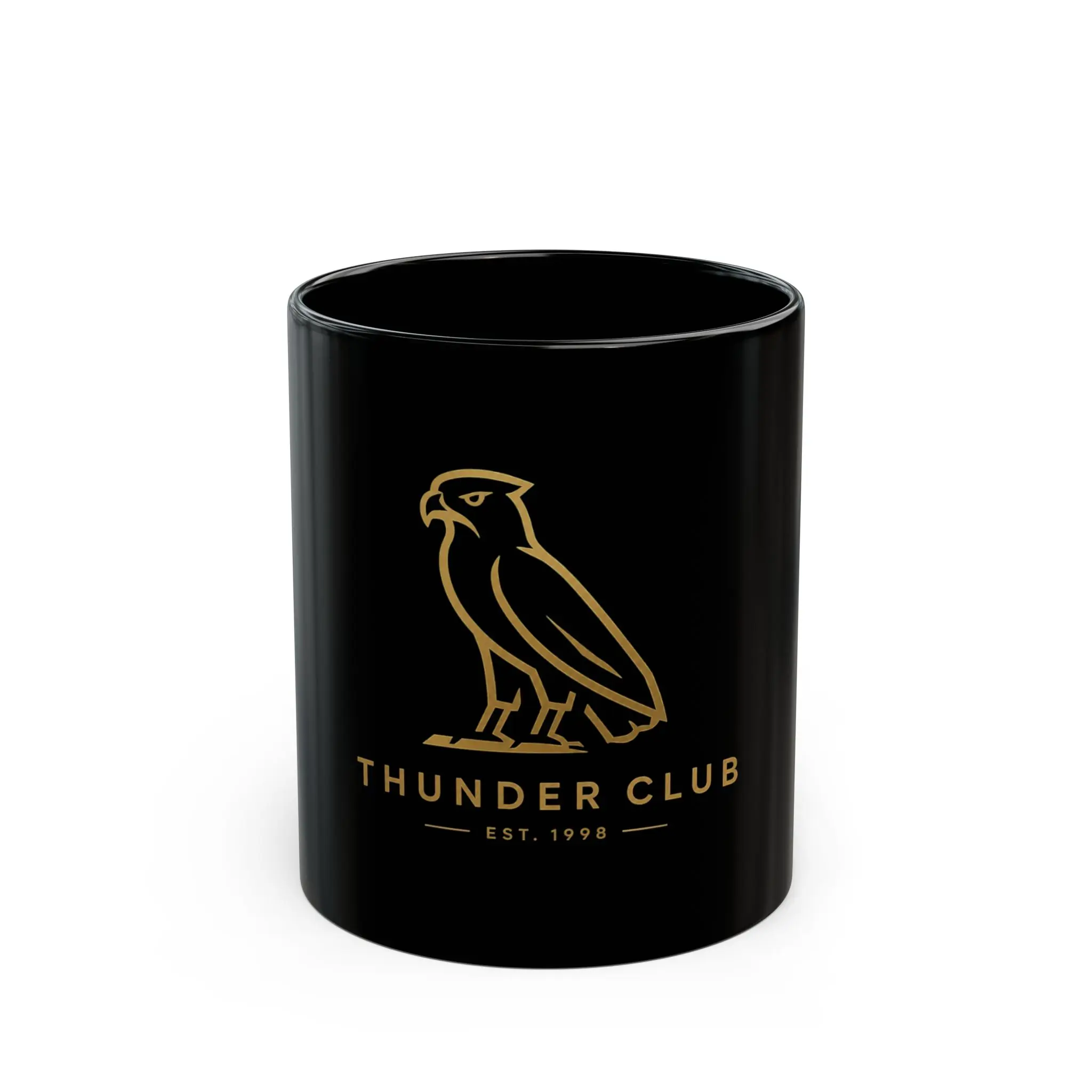 Golden THUNDER CLUB Logo mug | Black ceramic coffee mug