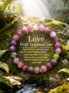 Women's Tourmaline Bracelet, Dual Color Jade Heart Chakra Crystal, Love & Spirituality, Compassionate Gentle Charm Jewelry