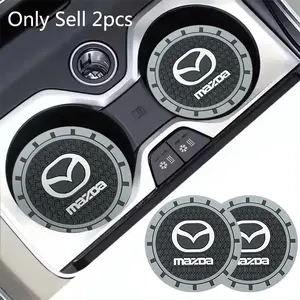 2Pcs PVC Car Coasters Water Cup Slots Non-Slip Mat Water Cup Pad For Mazda 2 3 5 6 Atenza Axela Demio CX3 CX5 MX5 CX7 Axela CX30 CX90 CX60 CX50 MP MS RX8 Auto Accessories