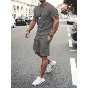 Men Summer Outfits 2 Piece Sets Fashion Short Sleeve Muscle Tee Shirts & Shorts Beach Set Sports Tracksuit For Men, Men's Pajamas Loungewear