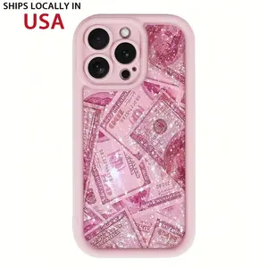 Glitter Money Pattern Shockproof Phone Case for iPhone 15 14 13 12 11 Pro Max Mini SE Compatible Protective Cover with Sparkle Design and Full-Body Protection Phone Accessory