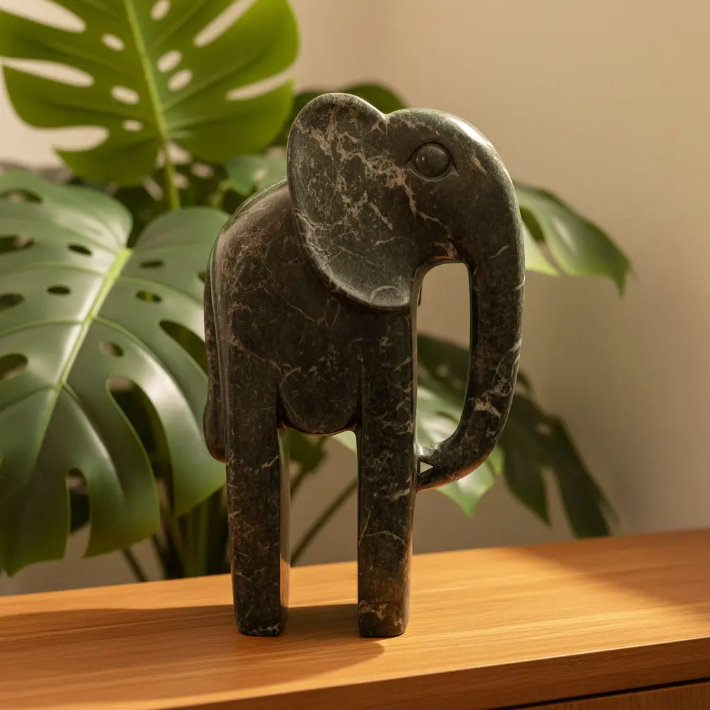 Tall Stone Elephant Sculpture