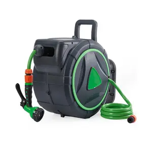 5/8 in x 90 ft Automatic Rewind Garden Hose Reel, Heavy Duty Wall Mount Water Hose Reel with 180° Swivel Bracket, Slow Retraction & Kink-Free High Capacity Hose for Lawn and Car Washing