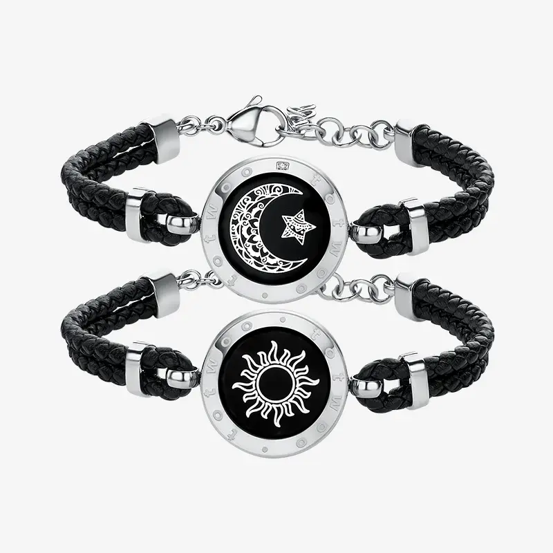 Sun&Moon Leather Cord (Sliver+Sliver)