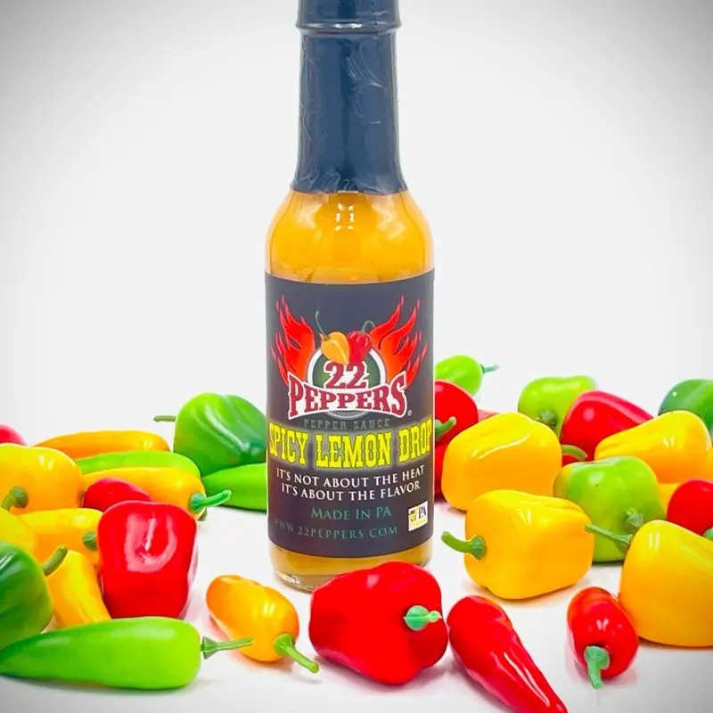 22 PEPPERS:  Lemon Drop Pepper Sauce - Flavor, Marinade, Dip, Spicy, Hot, Inferno, High Capsaicin