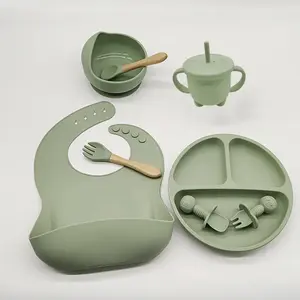 8-Piece Baby Silicone Feeding Set - Plates Utensils & More