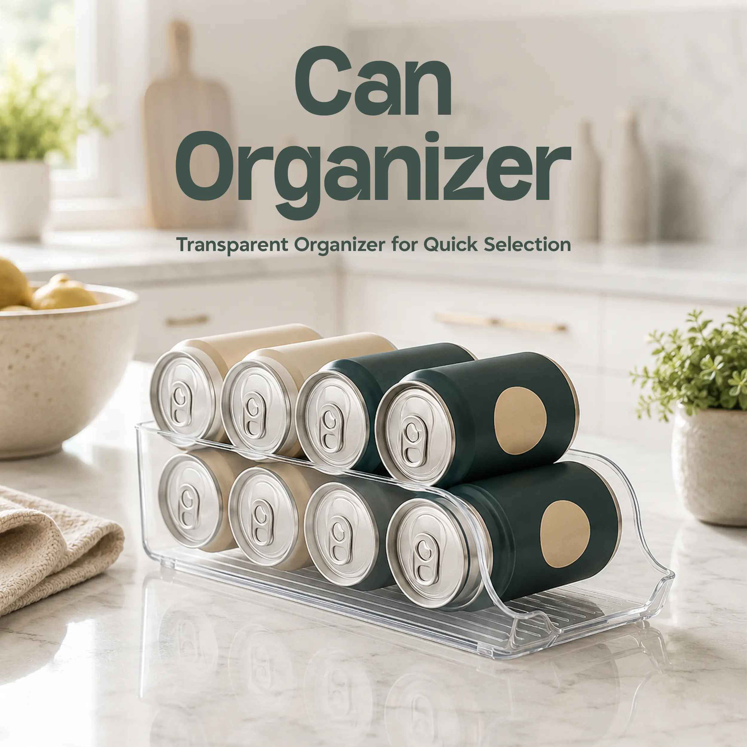 Kichly Soda Can Organizer & Dispenser Set of 2/4/6 – Clear Refrigerator & Pantry Can Storage Rack for Fridge Organization