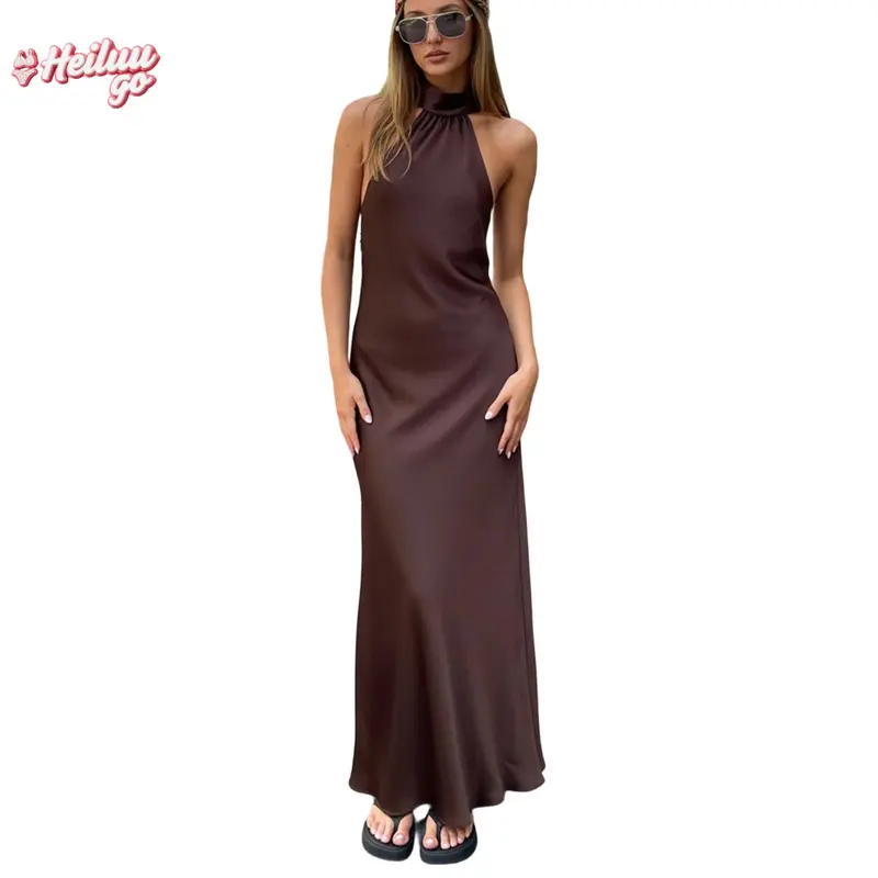 navy blue dress for baby girl Leely Women Black and White Pleated Long Formal Dress Sheath High Neck Backless Black Tie Dress main image 1
