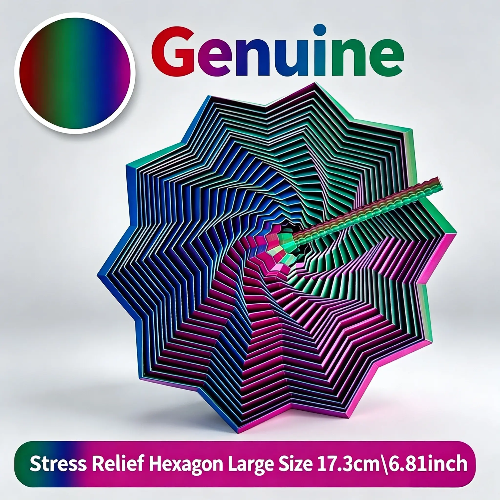 Colorful 3D Hexagon Stress Relief Toy Stress Relief Tools Stress Relief Gadget Stress Relieving Accessory Magical Visual Sensory Spinner Perfect Gift for Anxiety Relief & Desk Decoration