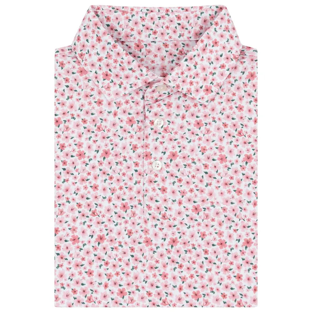 The Azalea Pink Golf Polo Shirt Short Sleeve Outdoors Performance Print