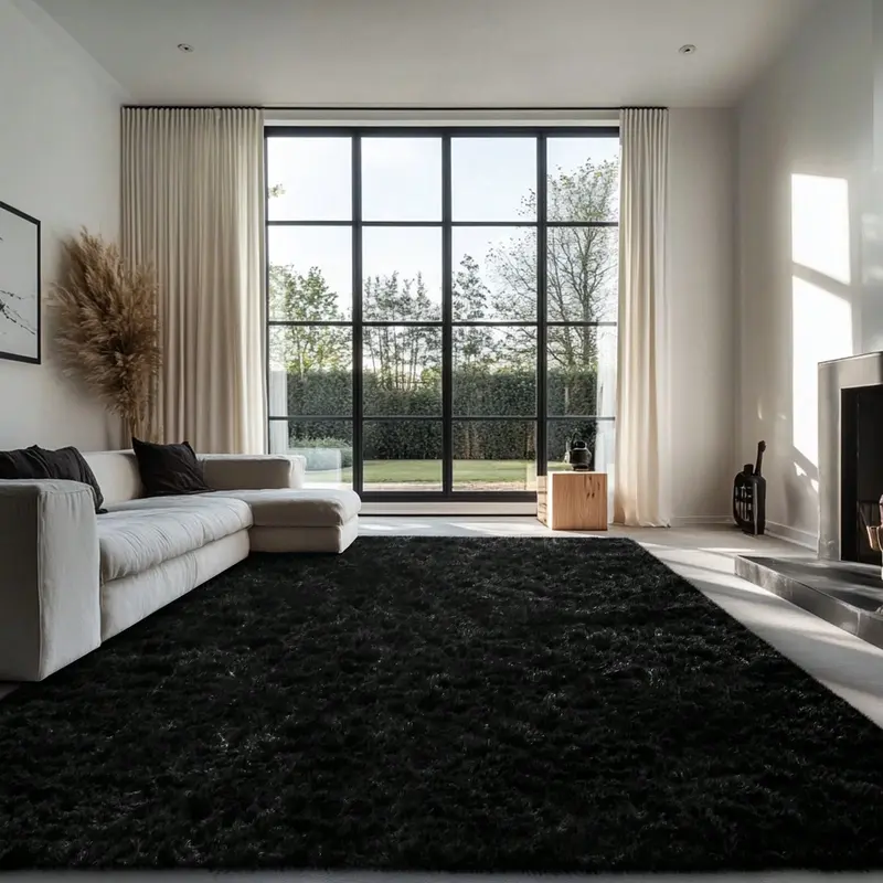 Large Plush Fluffy Shaggy Rug – Soft Silky Area Rug For Living Room, Bedroom, Kids Room – Machine Washable, Non-Slip, Modern Solid Color