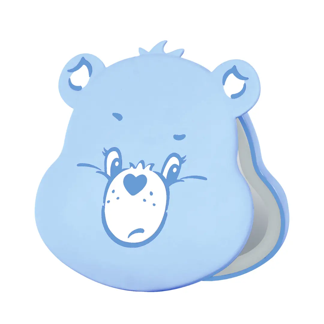 Care Bears™ Grumpy Bear "Beary Cute" LED Compact Mirror with Double Mirrors, Built-in LED Lights, and USB-C Rechargeable