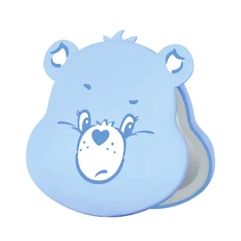 Care Bears™ Grumpy Bear "Beary Cute" Lighted Portable Vanity Mirror - Velvety Soft Touch Handheld Double-Sided Adjustable LED Compact Mirror, Dimmable Automatic Bar, USB-C Rechargeable Ultra Portable Mini Pocket Kawaii Cartoon Model for Touch-Ups, Adjusta