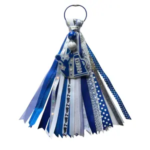 Cheerleader Ribbon Bag Tag Keychain – Customizable Design with Name & Team Colors - Cheerleader Gift - Sports Team Accessories - Bag Charm -Zipper Pull, Sports Bag Tassel, Bag Charm, Ribbon Keychain -School Spirit, Cheer Mom, Cheerleading Coach