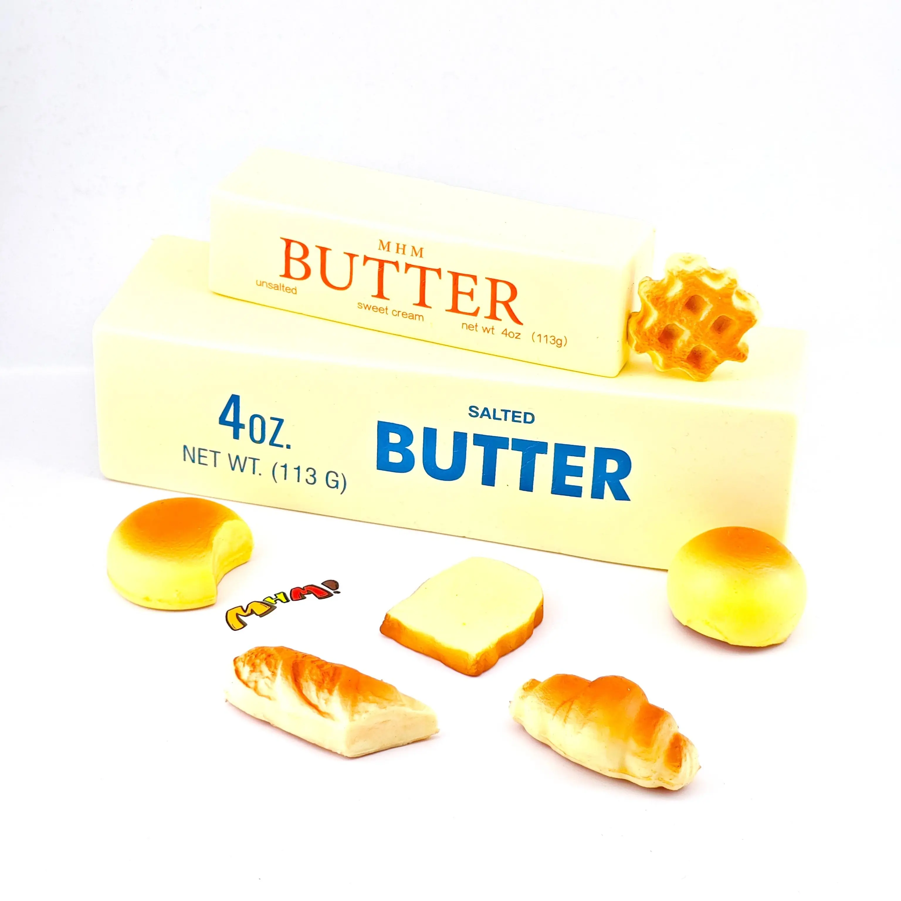 MHM Squishy Enhanced Butter Series - Super Butter Stick and Mini Butter Stick Set - Highly Adhesive, Soft, Slow Rebound Stress Relief Toys - Premium PU Energy-Storing Foam - Mild Butter Aroma - Suitable for Desktop Use and Travel Carrying