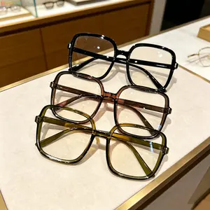 Unisex Oversized Square Anti-Blue Light PC Eyewear - 3/4 PCS Fashionable Non-Prescription Frames with 4 Lenses for Daily Wear & Photo Shoots