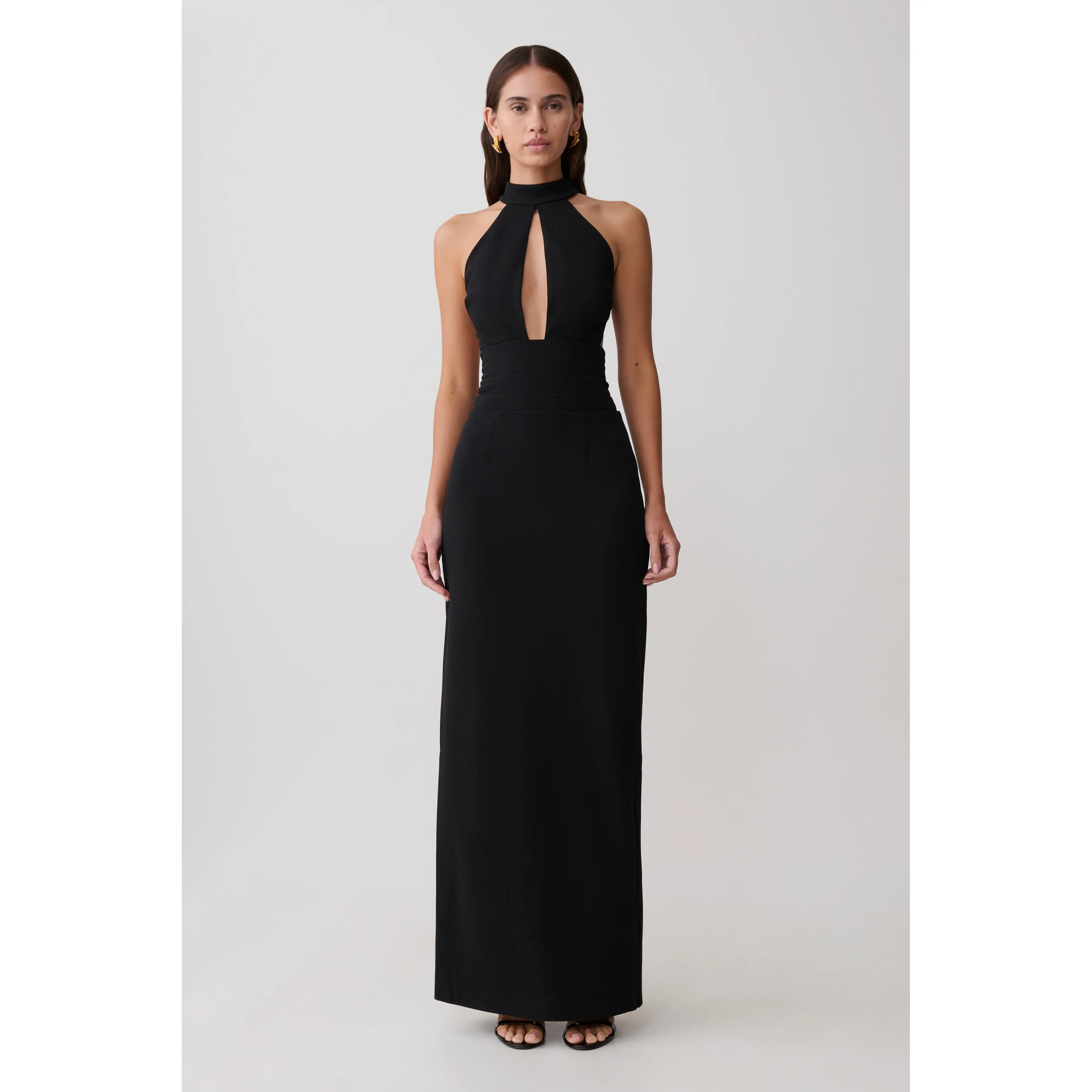 Elan Stretch Crepe Maxi Dress - Black