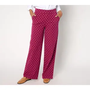QVC Women's Regular 24/7 Stretch Printed Straight Pants
