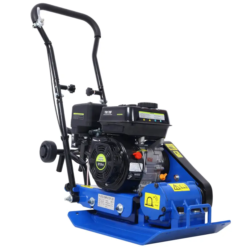 Plate Compactor Rammer, 6.5HP 196cc Gas Engine 5500 VPM 2500 lbs Compaction Force, 21 x 14.5 inch Plate, Ground Compactors for Paving Landscaping Sidewalk Patio, EPA Compliant