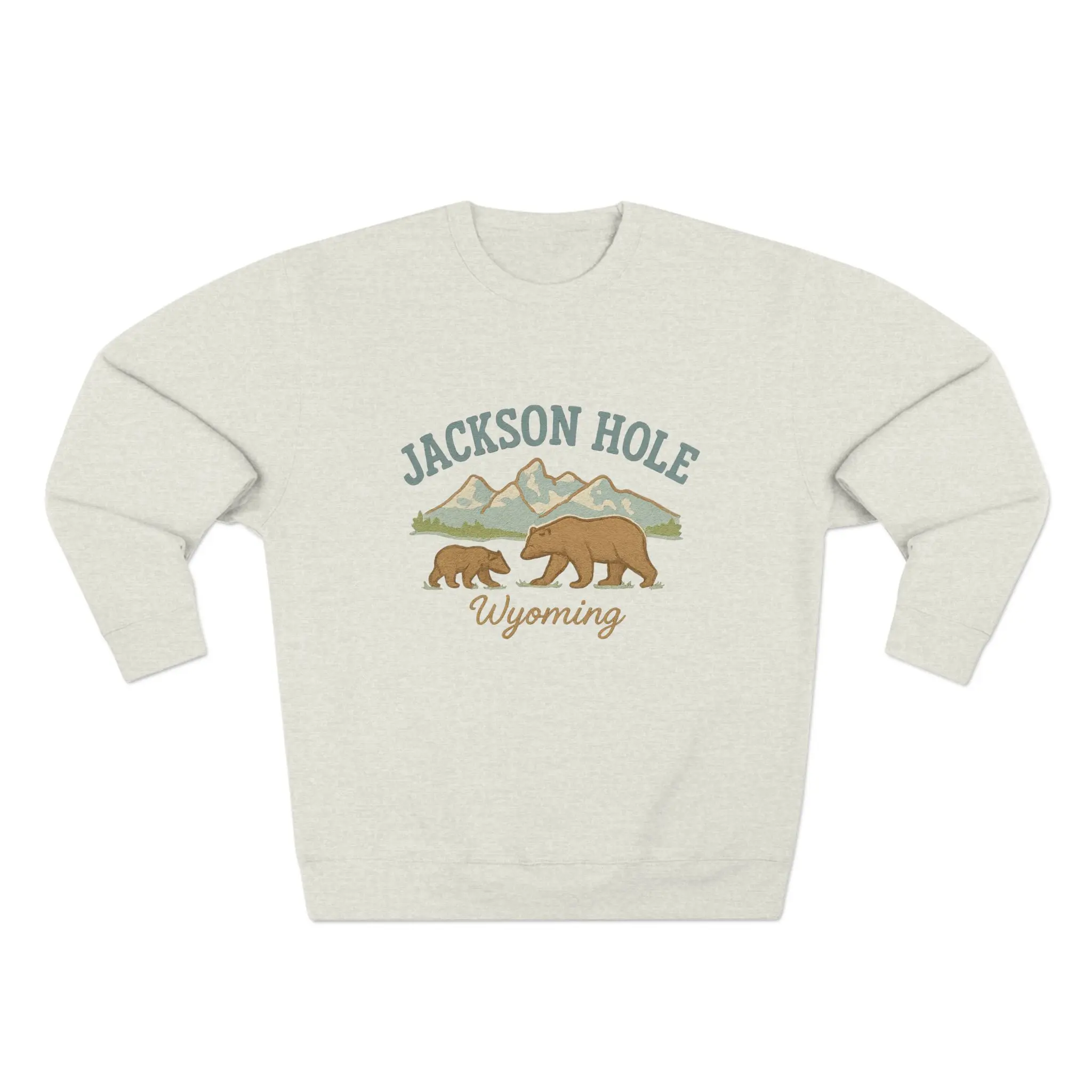 Jackson Hole Wyoming Sweatshirt - Cute Cozy Retro Mountain Bear Crewneck, 80% Cotton 20% Polyester, Medium-Heavy Fabric, Graphic Aesthetic, Unisex Casual Outdoors Hoodie