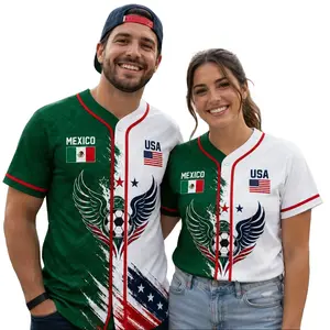 Personalized Half USA Half Mexico Baseball Jersey – Custom Name & Number Soccer Fan Shirt, Mexican American Heritage Game Day Jersey