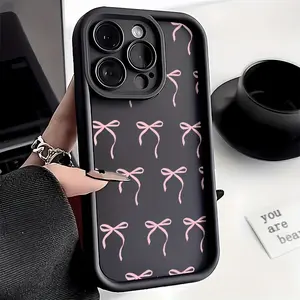 GaoZhu Black  Bow TPU Anti-Drop Full Coverage Precision Protective Case for Apple iPhone 17 Air 16 15 16e 14 13 12 11 Pro Max Plus X XS