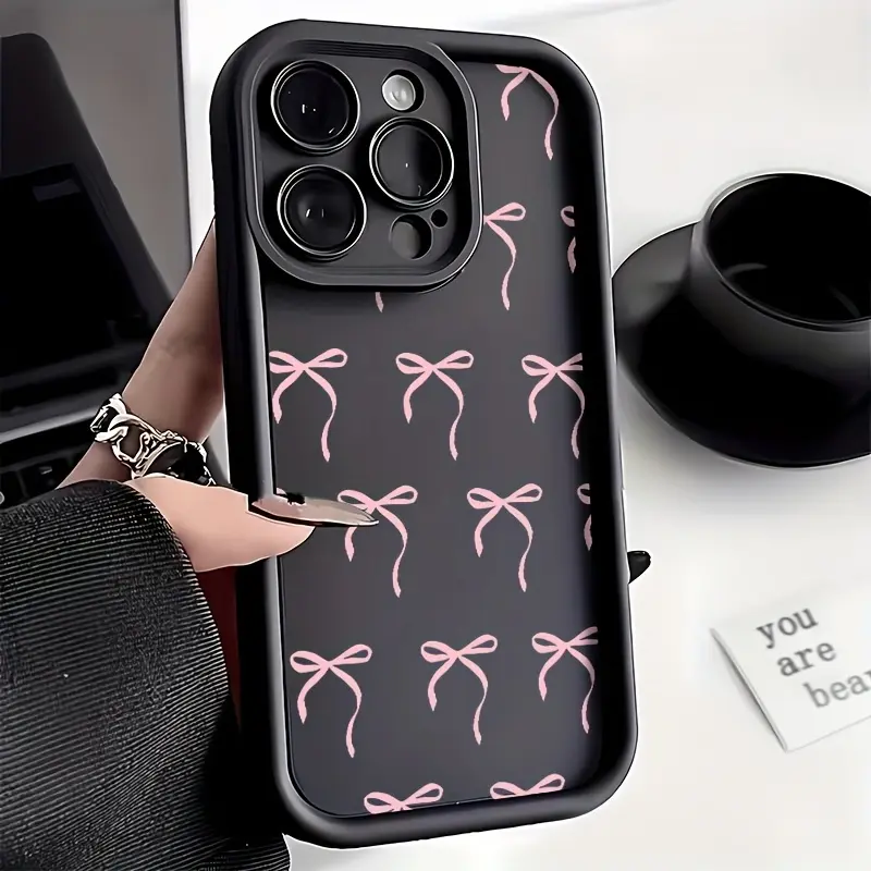 GaoZhu Black  Bow TPU Anti-Drop Full Coverage Precision Protective Case for Apple iPhone 17 Air 16 15 16e 14 13 12 11 Pro Max Plus X XS