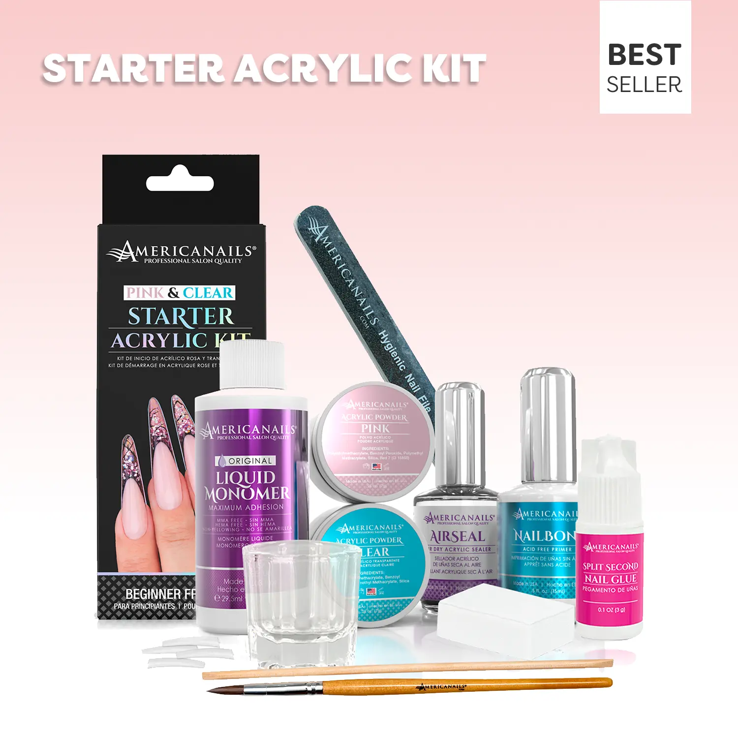 Americanails Pink & Clear Starter Acrylic Kit