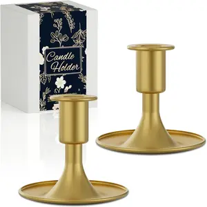 Taper Candle Holders Set of 2, Metal Candlestick Holders for Dining Table Centerpieces and Wedding Reception,  Candle Holder for Festive Mantel Decor and
