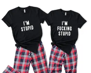 Funny Gift for Boyfriend or Girlfriend Matching Couple Shirts I'm Stupid & I'm F*cking Stupid Sarcastic Anniversary Gift Idea