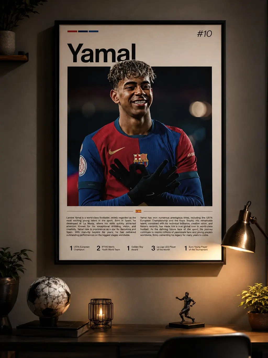 Lamine Yamal Barcelona Soccer Canvas Poster, HD Football Star Wall Art Print, Modern FC Sports Home Wall Decor, Aesthetic Artwork for Bedroom Game Room Gym Man Cave, Gift for La Liga Soccer Fans & Sports Enthusiasts