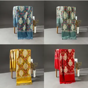 Autumn Winter Nepal Imitation Cashmere Embroidered Ethnic Style Scarf for Women Yunnan Lijiang West Tibet Travel Shawl
