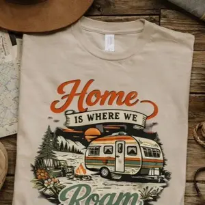 Home is Where we Roam Rustic Camper Tee Womenswear