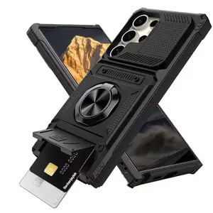 Heavy Duty Armor Case for Samsung Galaxy S25 S24 S23 A14 A15 A16 A26 A35 A36 A55 A56 Series, 360° Rotating Magnetic Holder, Anti-Drop Protective Phone Case with Card Slot.