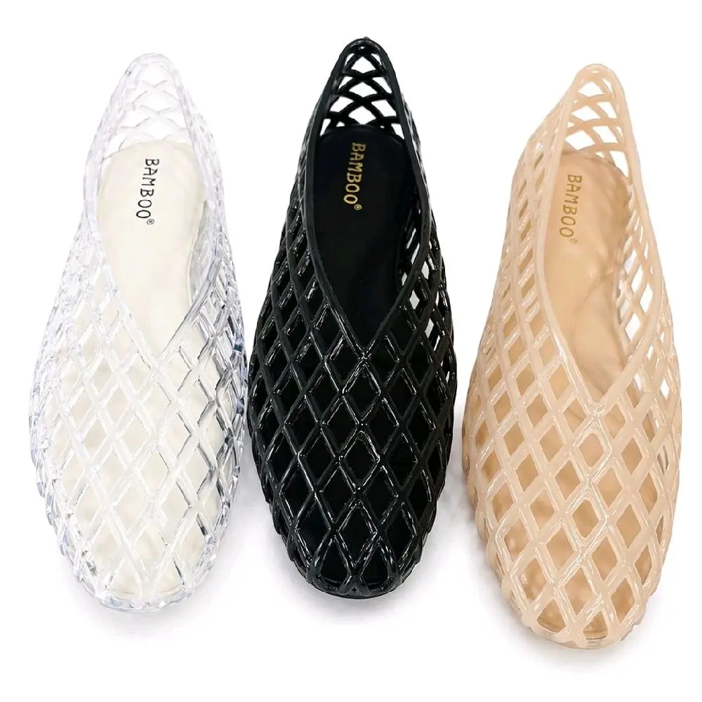 Women's Cute Bamboo Jelly-Bottom Beige Style Ballet Flats - Shoe Tips: Skinny Feet Size Down, Wide Feet True to Size, Jelly Shoes for Women, Cute Ballet Flats, Beige Ballet Flats