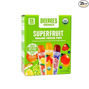DeeBee's Organics Classic SuperFruit Freezie Pops, No Added Sugars, No Artificial Flavors or Colors Freezer Pops (Pack of 25)