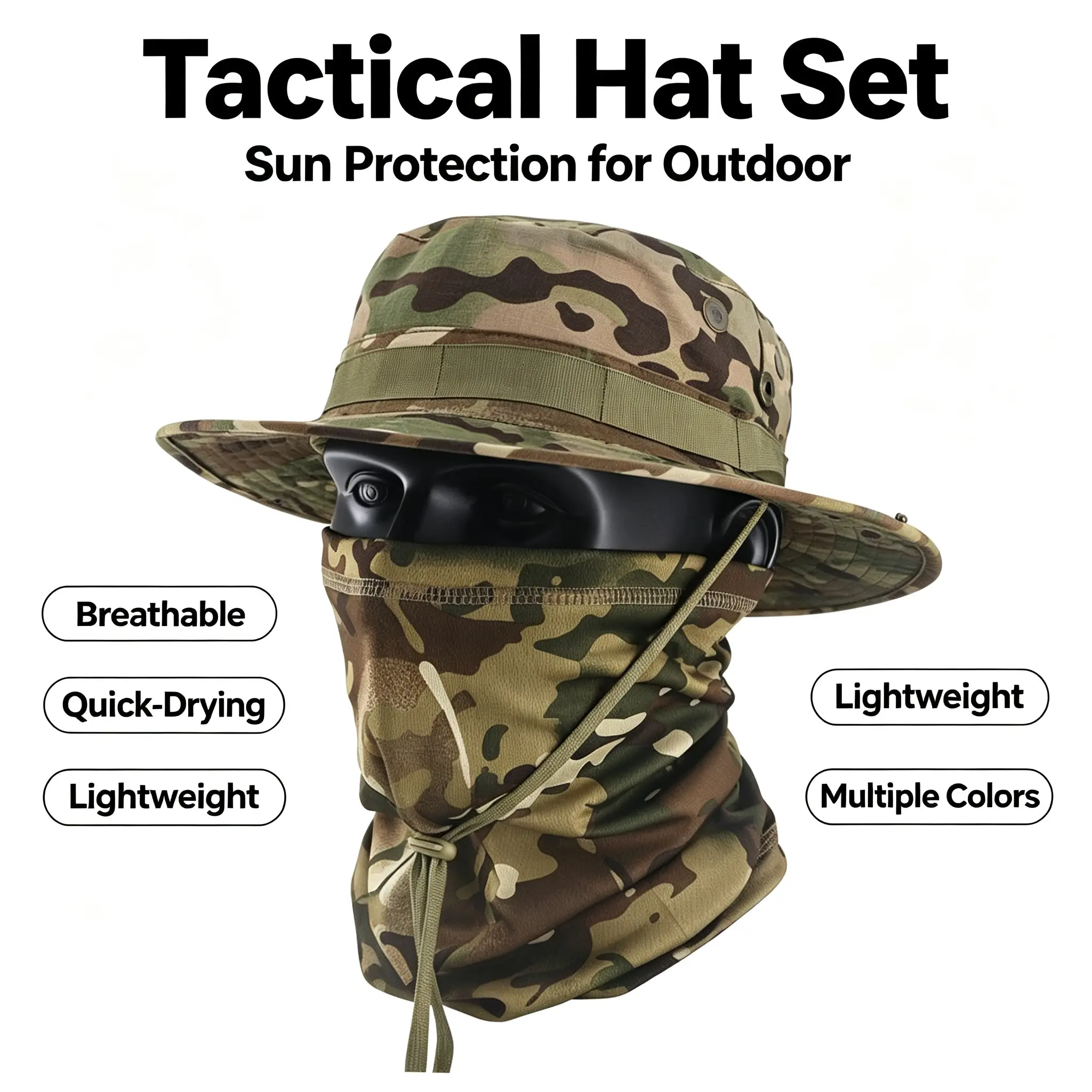 Sun Protection Breathable Men's Boonie Hat woutdoor sun hat ith Neck Gaiter  windproof,design,summer outdoor sport dad hat detachable sun hat  camouflage,round-edge,outdoor bucket hat Sunscreen Leisure Hat Trucker Cap Trucker Cap Stylish Trucker Hat