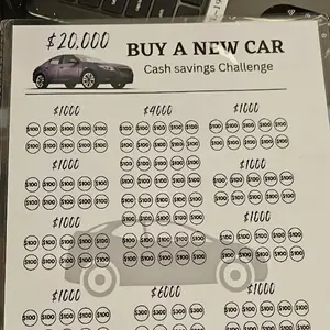 Car Cash Savings Challenge, 1 Count Car Cash Savings Challenge Card, Gift Wrapping Supplies for Car Purchase Plan Gift, Savings Challenge Planner