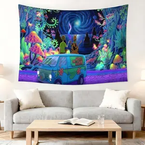 1pc Vibrant Mystery Machine Tapestry for Bedroom or Living Room Wall Decoration - Enchanting Night Sky and Fantasy Landscape Design, Ideal for Studies and Creative Spaces