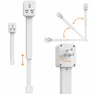 Outlet Extender Stick 17.2''–25.8'' Adjustable with USB C & 2 USB Ports, Electrical Outlet Extender with 2 AC Outlets, Flexible Rotat Plug for Multi-Angle Use in Home, Office, RV Tight Spaces