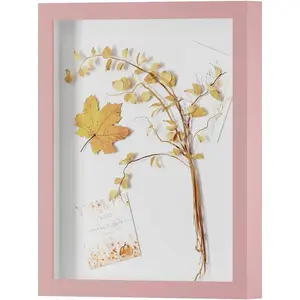 11x14 Shadow Box Frame Display Case with Real Glass, 3D Picture Frame for Memorabilia, Crafts, Photos, Wedding (Pink)