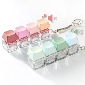 Quiet & Loud Keyboard Fidget Toy for Stress Relief, Silent Clicky Keyboard Clicker Fidget for Office Desk Libirary, 2 PCS Creamy Keyboard Keychain for Bags Keys Desk (Pink & Green)