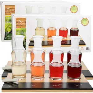 Wine Tasting Flight Sampler Boards (2 Pack) Set Includes Eight 6 oz Decanter Glasses & 2 Wood Paddles w Chalkboards Great for Charcuterie Boards Wine Tastings Brunch Perfect Wedding Gift