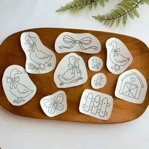 Country Geese Stick & Stitch Embroidery Patterns + adhesive + water soluble