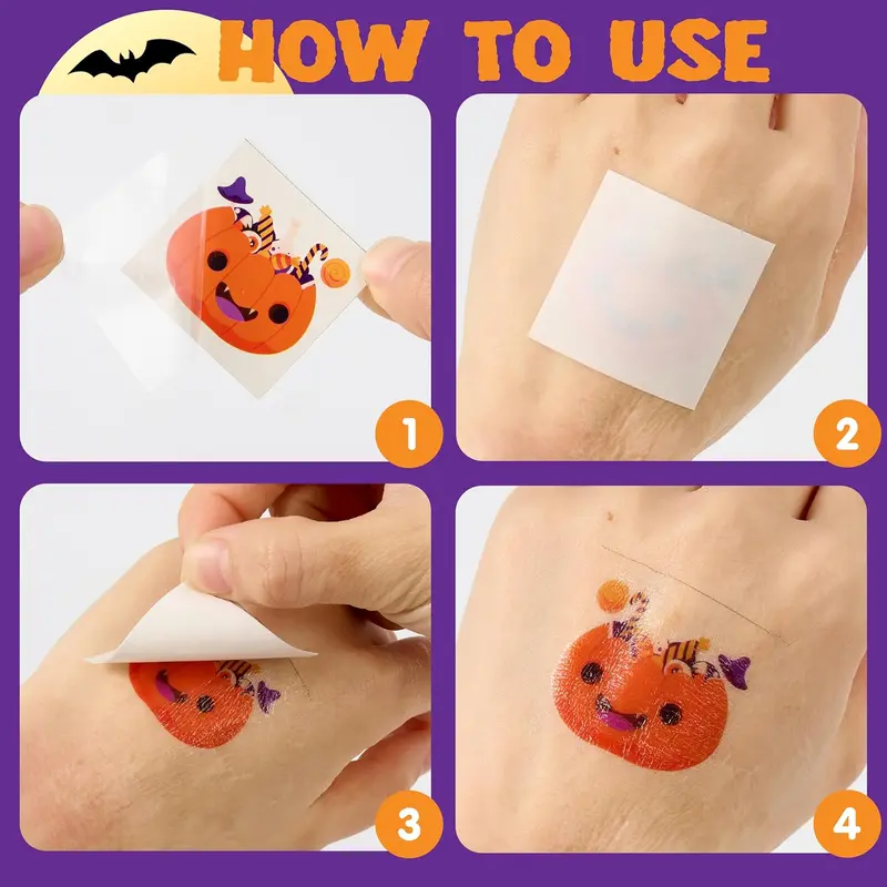 Package contents of 306 assorted Halloween temporary tattoos