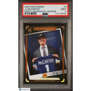 2024 Panini Photogenic Draft Snapshots JJ Mccarthy Orange 10/25 #8 PSA 9