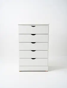 Modern Minimalist White 5-Drawer Chest | Scandi Dresser