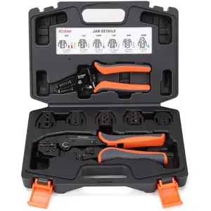 iCrimp Ratcheting Crimping Tool Set 8 count - Quick Exchange Jaw for Heat Shrink, Open Barrel, Insulated and Non-Insulated Ferrules AWG 20-2
